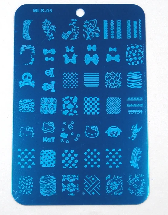 1 шт. MLS01-06 14,5*9,5 см прямоугольная форма синяя пленка для дизайна ногтей штамповка изображения пластины нержавеющей французский стиль Луки череп - Цвет: MLS-05