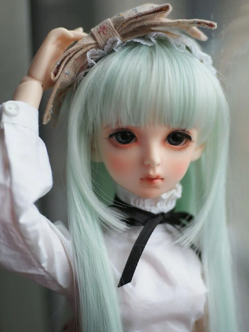 1/3 1/4 1/6 Bjd SD Doll Wigs High Temperature Wire Long Green Colors Synthetic Doll Wig For Dolls Accessories