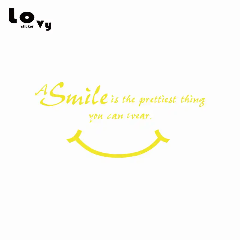 A Smile Is The Prettiest Thing You Can Wear Wall Sticker English Quote