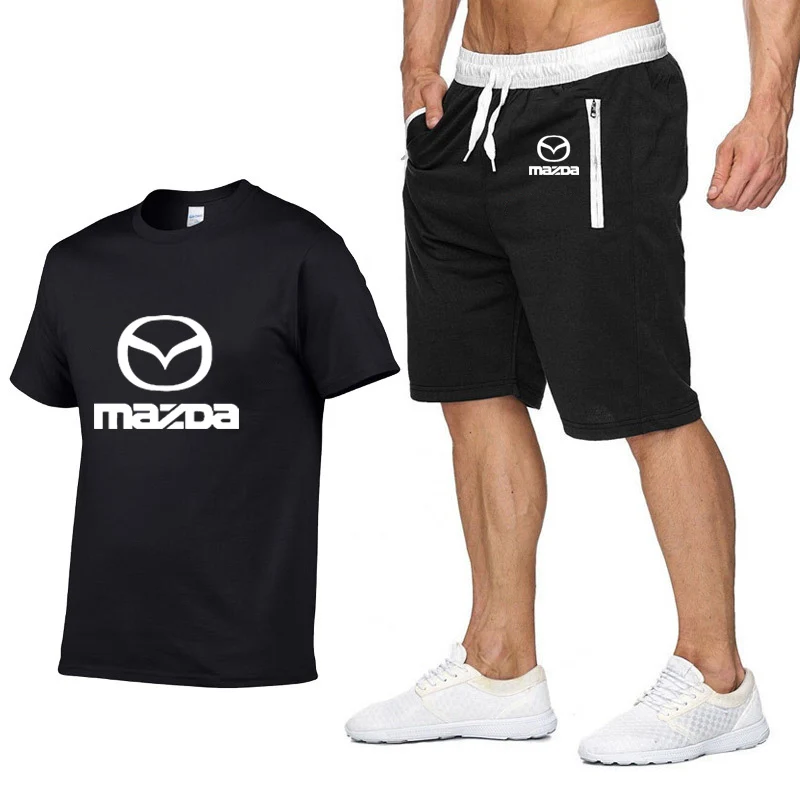 Мужская футболка с коротким рукавом для автомобилей Mazda Логотип Летняя мужская футболка хип-хоп Harajuku футболка высокое качество хлопок футболки шорты костюм спортивная одежда