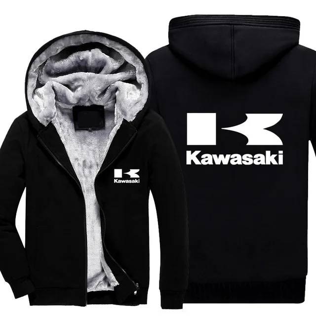 

Winter Coat Kawasaki Moto Logo Men's Casual Thick Warm Hoodies Men's Cotton Jacket Casual Motorcycle Racing Sweatshirts