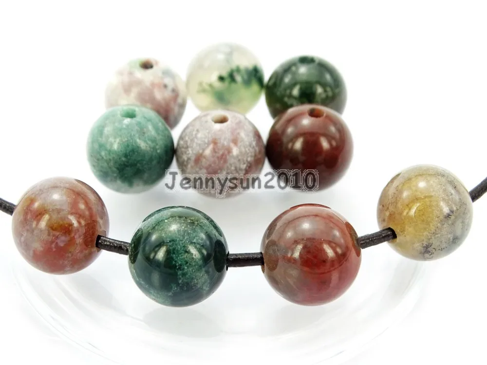 

Natural 6mm Indian Ag-ate Gems Stone (2mm) Big Hole Round Beads for Jewelry Making Crafts 100Pcs/Pack