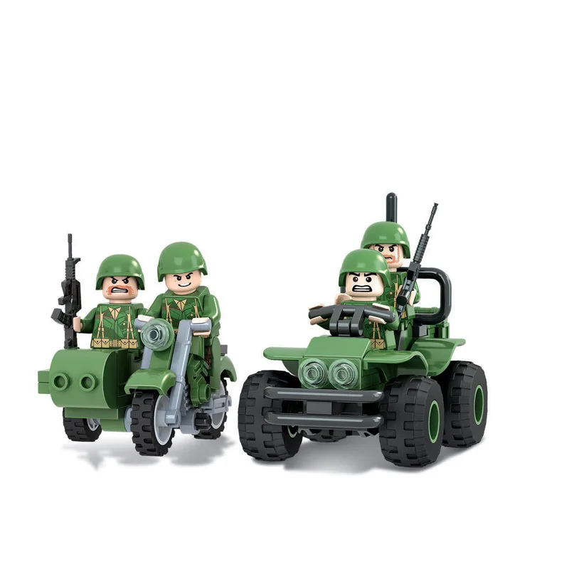 

Military Motorcycles with Sidecar ATV for Scout Soldiers Building Blocks Bricks Assemble Toys for Children