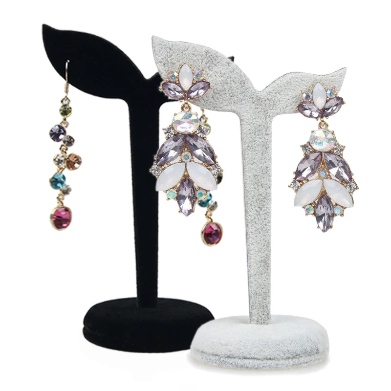 

Black/Grey Velvet Earring Display Stand Props Stud Earrings Holder Rack Storage 12cm*7cm