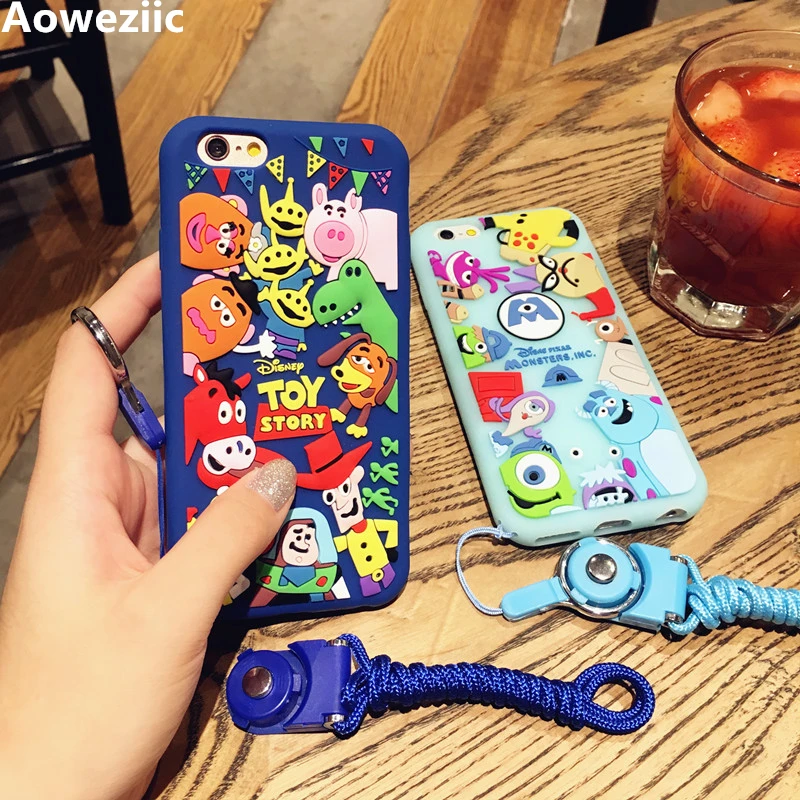 

Aoweziic New university Phone Case For iPhone 7 6s 8Plus XS protective sleeve halter rope lovely soft silicone women