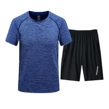 Мужская летняя футболка, брюки, костюм, дышащие быстросохнущие штаны, для прогулок и походов, рыбий подъем, бег, спортивный костюм, негабаритный Быстросохнущий