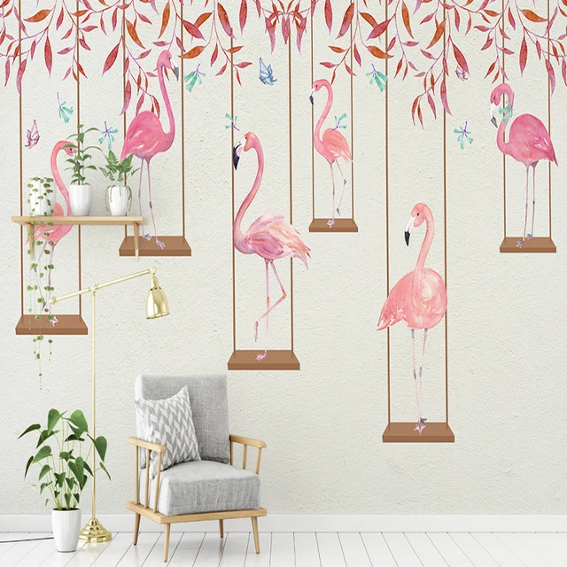 Custom Flamingo Photo Wallpapers Wall Murals For Kids Living Room Custom Flamingo Photo Wallpapers Wall Murals For Kids Living Room Background Cartoon Pattern Papers Home Decor Flowers