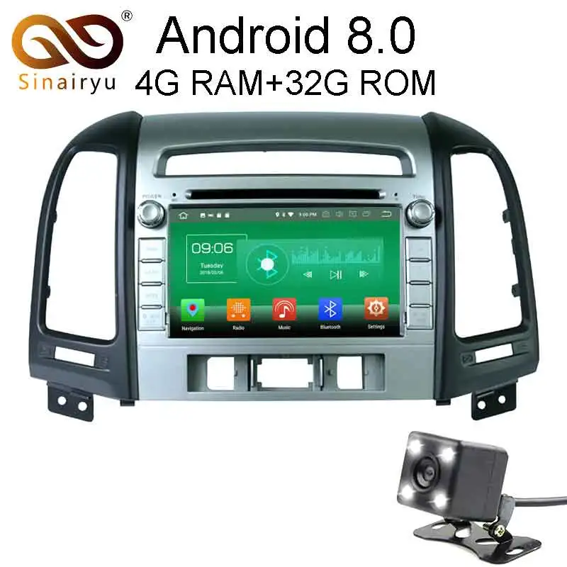 

Sinairyu 4G RAM Android 8.0 Car DVD For Hyundai Santa Fe 2006 2007 2018 2019-2012 32G ROM Radio GPS Multimedia Player Head Unit