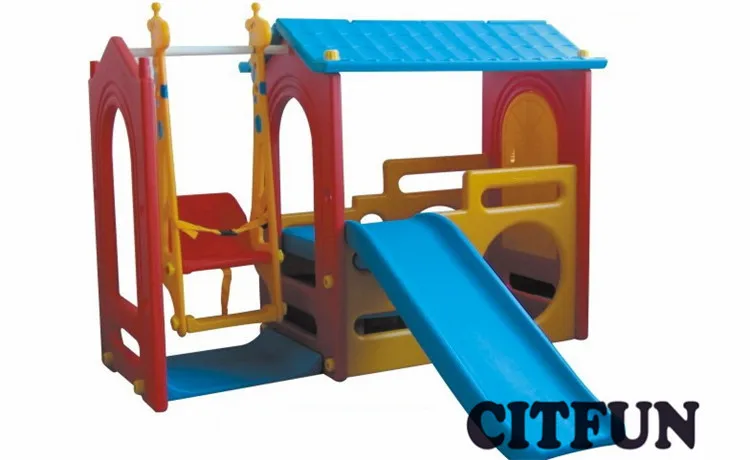 

children Easy disassembly plastic house with slide and swing CIT-C2676