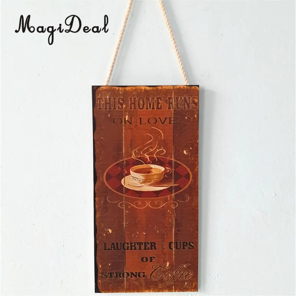 MagiDeal Cafe Bar Pub Kitchen Wooden Sign Dining Hall Coffee House Decor Sign Plaque Wall Plate Board Decorative Sign