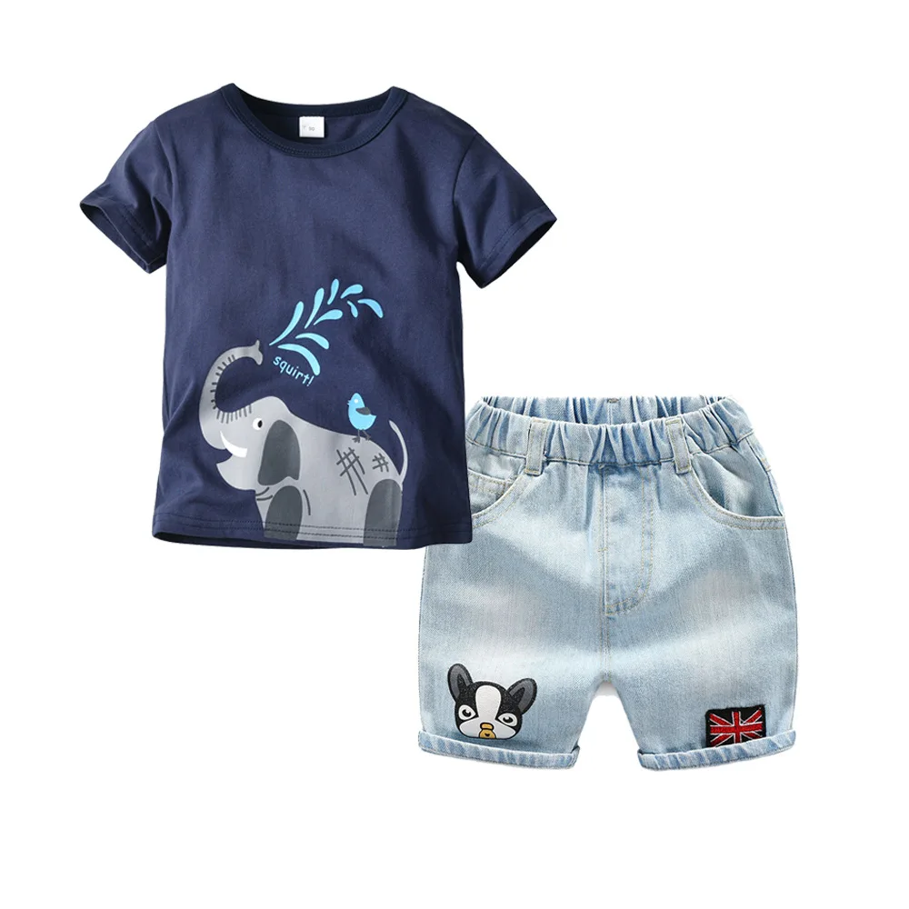 

Baby boys Summer Clothing Set Children elephant Tshirt+jean 2pcs Boys tracksuit casual kids sport suits boys summer Clothes