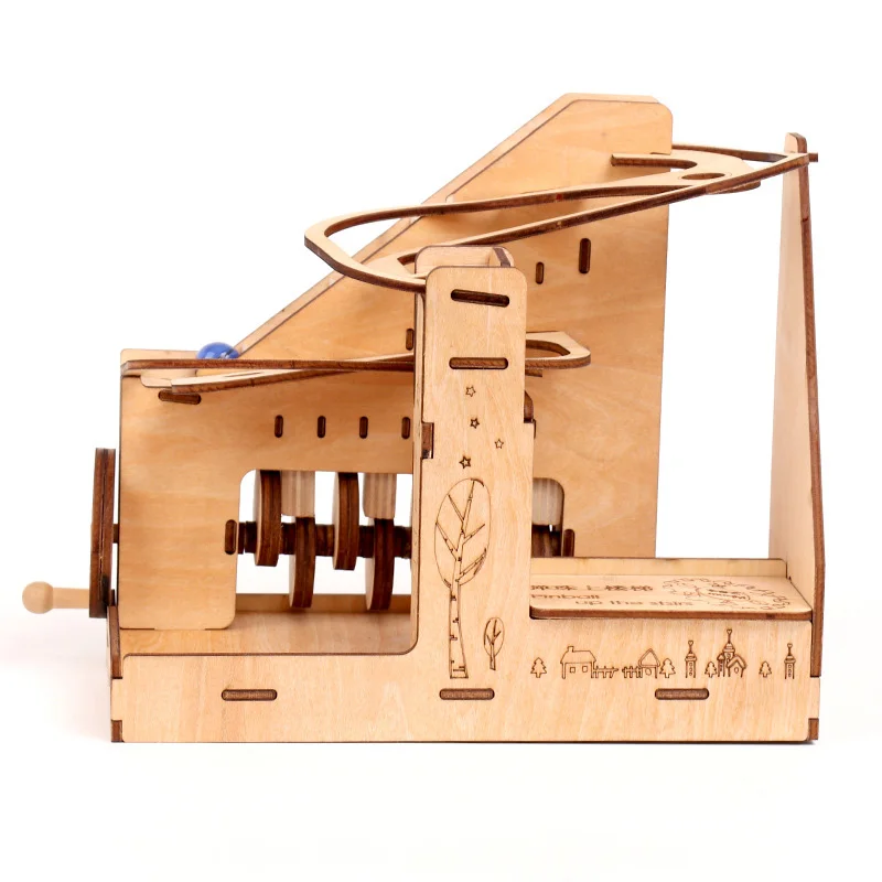 Креативные DIY 3D механические модели пинбол вверх по ступенькам деревянные ремесла сборочные наборы игра-головоломка привод подарок