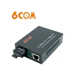 6COM Gigabit Ethernet Media Converter, одномодовое SC волокно 100 МБ/с./с, 10/100Base-TX до 100Base-FX, до 25 км