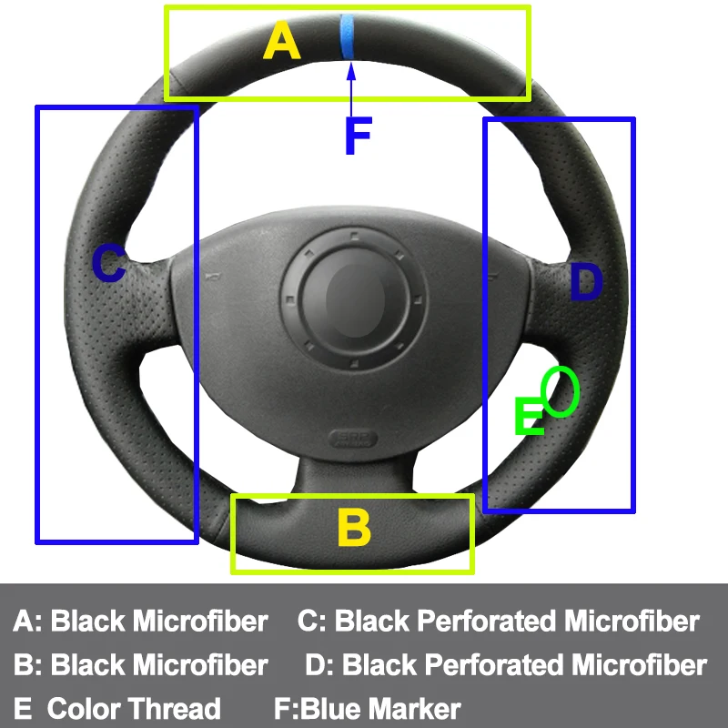 HuiER ручной пошив чехол рулевого колеса автомобиля для Renault Megane 2 2003-2008 Scenic 2 2003-2009 Kangoo 2008 Оплетка на руль