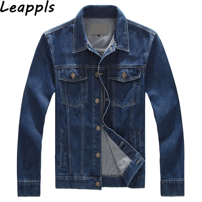 

Leappls denim Jackets Mens 95% Cotton Plus size 6XL 7XL 8XL fashion Moto Biker mens denim Outerwear tops jaqueta masculina Coats