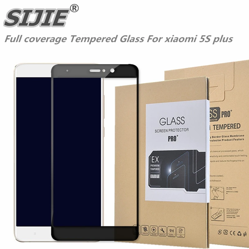 

SIJIE Full coverage Tempered Glass For xiaomi 5S plus Screen Protector cover black White gold with Retail Package Hard BOX