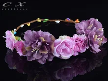 Roses carnations peony Flower halo Bridal Floral Crown font b Hair b font Wreath Mint head