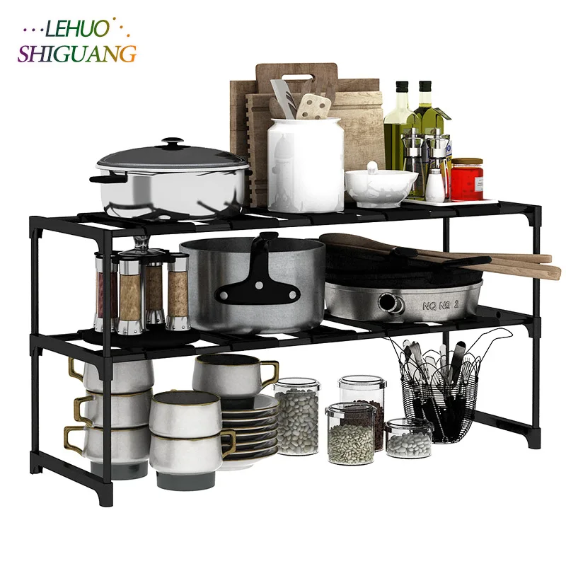 Buy Scalable kitchen racks double large iron racks