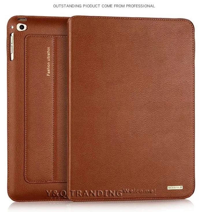 Ultrathin Cowhide Genuine Leather Case for Apple iPad Real Leather Business Stand Smart Cover for iPad (9)