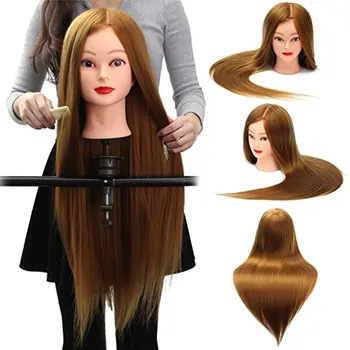 

Salon Hairdressing Doll Heads Practice Model Training Cosmetology Mannequin Head Professional 22inch Hair Styling Wig Head