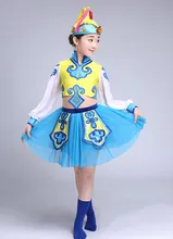 Girls Mongolia Clothing Hmong Clothes Chinese Folk Dance Costume for Child Traditional Chinese Costume Top Skirt