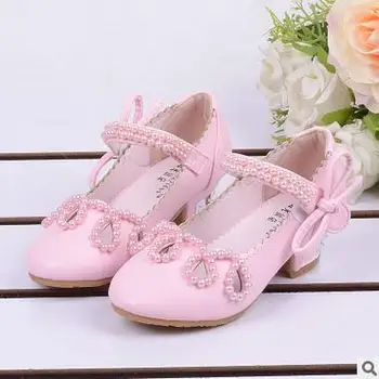 

2016 white five-pointed star pearl rhinestone beaded anklet kids wedding shoes children flats girls princess shoes size 26-37 1d