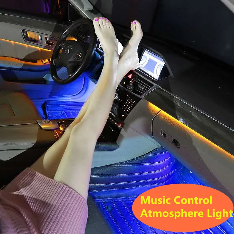  7color Music control Auto RGB Strip Foot Light with usb Inside Atmosphere lamp With Remote Control  - 32795063445