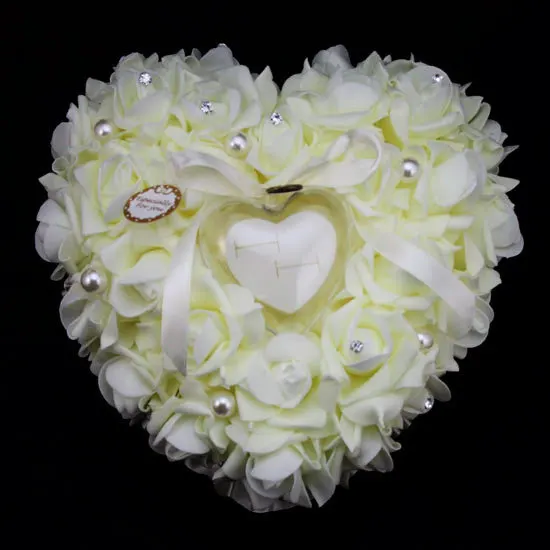 

Wedding jewelry Bridal Ring Pillow Wedding Party Car Decorations Silk Rose PE Flowers Free Shipping