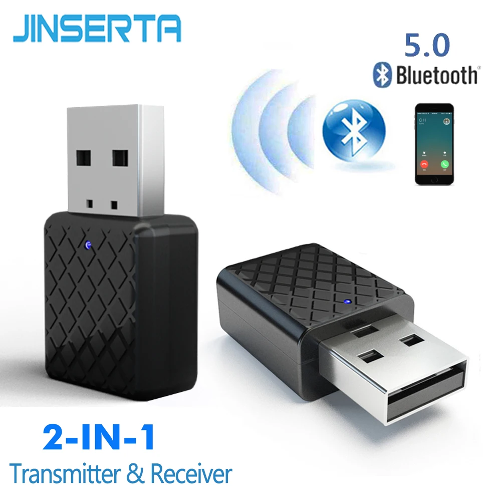 JINSERTA Автомобильный mp3 плеер 5,0 Bluetooth передатчик приемник Мини 3,5 мм AUX стерео беспроводной Bluetooth адаптер для ТВ ПК наушники