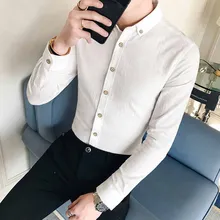 Мужская рубашка с длинным рукавом, тонкая брендовая мужская рубашка, дизайнерская Высококачественная однотонная мужская одежда, подходит для деловых рубашек, свитеры с пуговицами на пуху