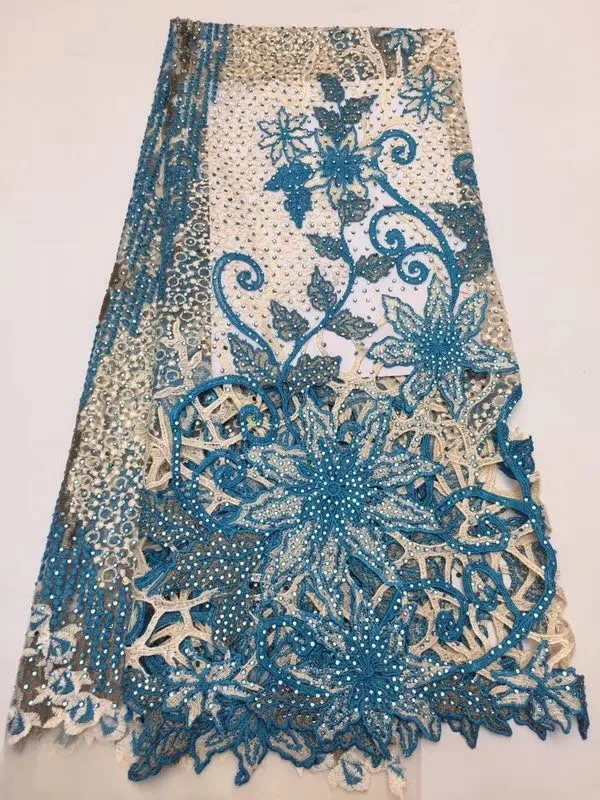 

French lace fabric 5yds/pce full stones water soluble star patterns fabrics women gorgeous luxury party event asoebi dress 2019