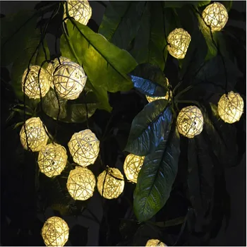 

Solar Garden String Light Outdoor 3M 20pcs Warm White Rattan Ball String Garland Fairy Light Christmas Wedding Curtain String