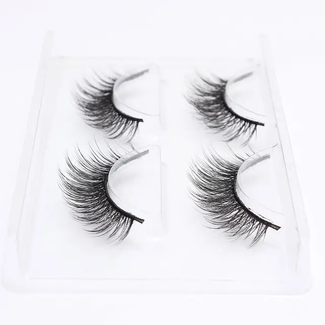 LEHUAMAO 2 Pairs 3D Mink Lashes Natural Long False Eyelashes Dramatic Volume Fake Lashes Makeup Eyelash Extension Silk Eyelashes 751