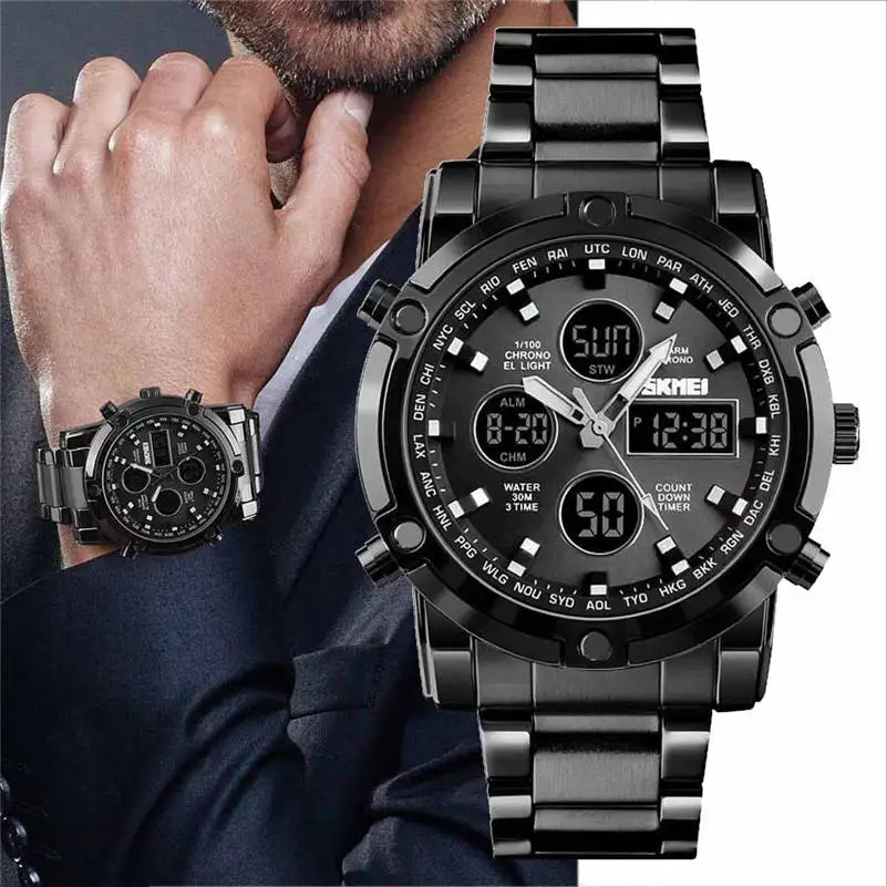 

Relogio Masculino 2019 Hot Fashion Mens Watches Multi Function Alarm Clock Calendar Waterproof Sports LED Electronic Watch 661D5