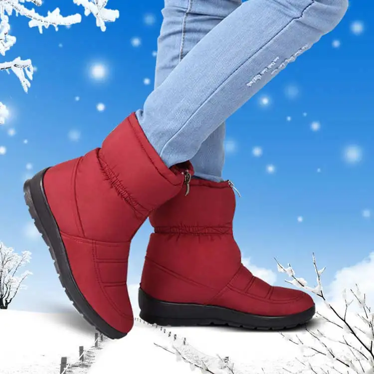 Водонепроницаемые ботильоны; женская обувь; зимние ботинки; коллекция года; теплые зимние женские ботинки на молнии; удобная женская обувь на плоской подошве; размера плюс