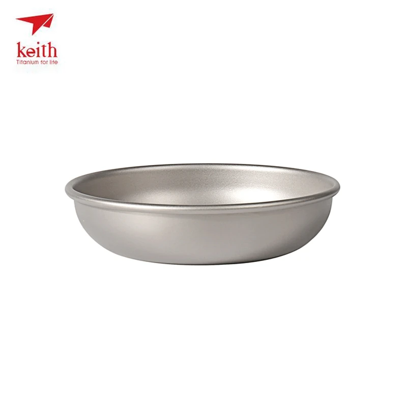 Keith nuevo Titanium Plate Camping placa de titanio Dish plato redondo de fondo plano superficial placa 37g 200 ml Ti5363