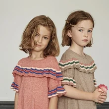 Платье для девочек; коллекция года; сезон лето; Детские платья hugo для девочек; вязаные вечерние платья принцессы для девочек; одинаковые комплекты для семьи; вести