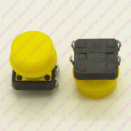 Switch Add YellowDIP 10 шт. 12X12 мм H = 12,3 мм с пластиковой круглой крышкой мгновенные тактильные 4PIN SMT/DIP тактовый переключатель кнопочный переключатель микроклавишная кнопка - Цвет: Switch Add YellowDIP