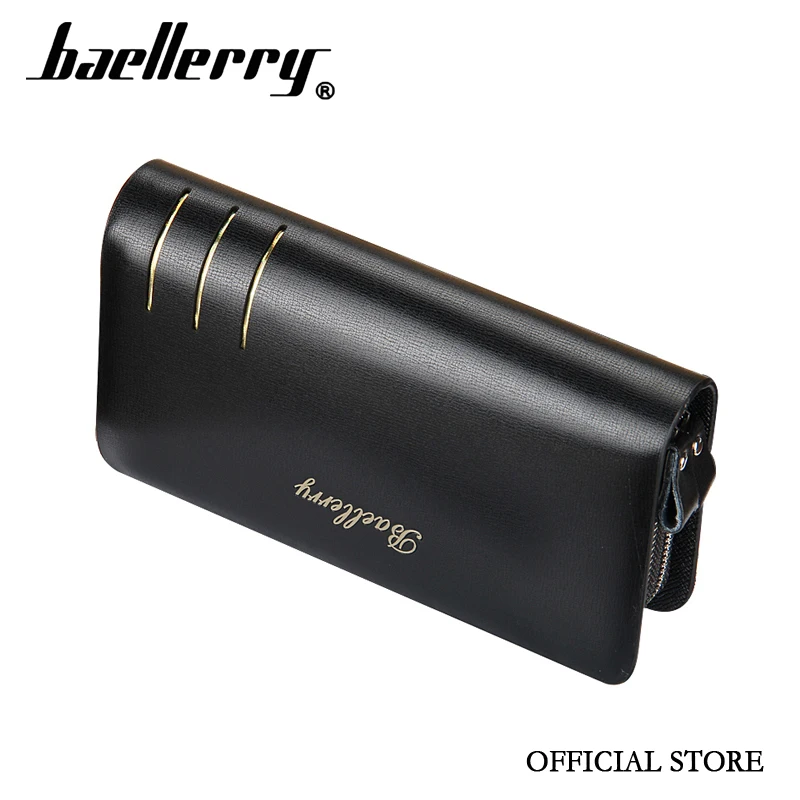 

Large Capacity double zipper Baellrery men clutch business wallet with handle men wallet