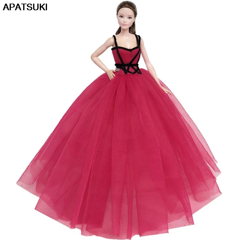 

Red Black High Fashion Doll Clothes for Barbie Doll Dress Big Evening Dresses Party Gown Vestidoes Outfits 1/6 Doll Accessories