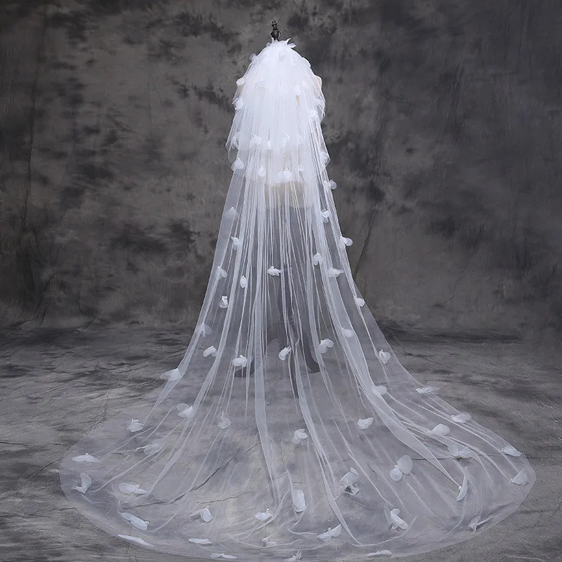 

Luxury 3 Layers One Layer Lace Edge White Lvory Cathedral Wedding Bridal Veil Whit Long Bridal WhiteLace Wedding Accessories