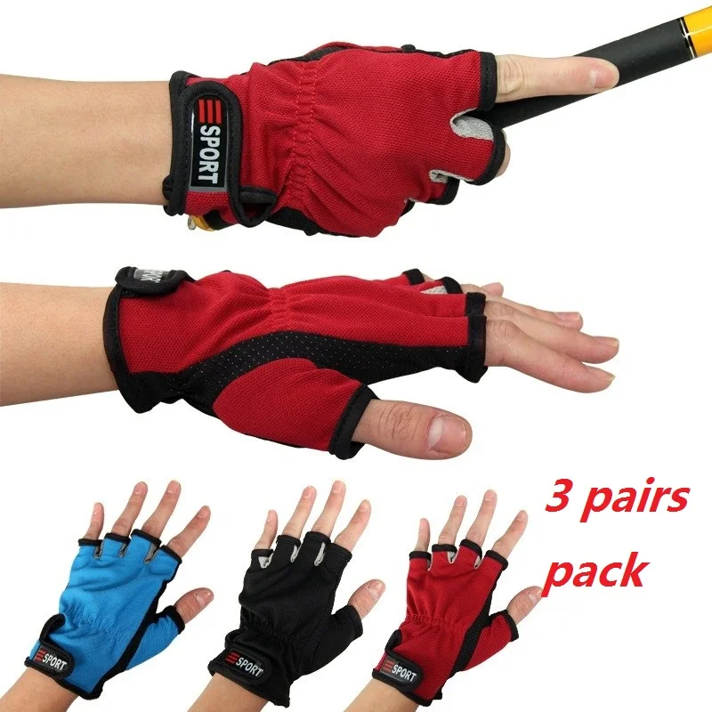 

3 Pairs Free Shipping 2015 New Top Quality Anti Slip Fishing Gloves/Outdoor SportsSlip-resistant Fishing Gloves half finger