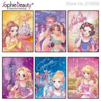 

New Diy Diamond Painting Cross Stitch Embroidery Needlework 5D Full Resin Mosaic Cute Cartoon Princess Girl Handcraft Arts