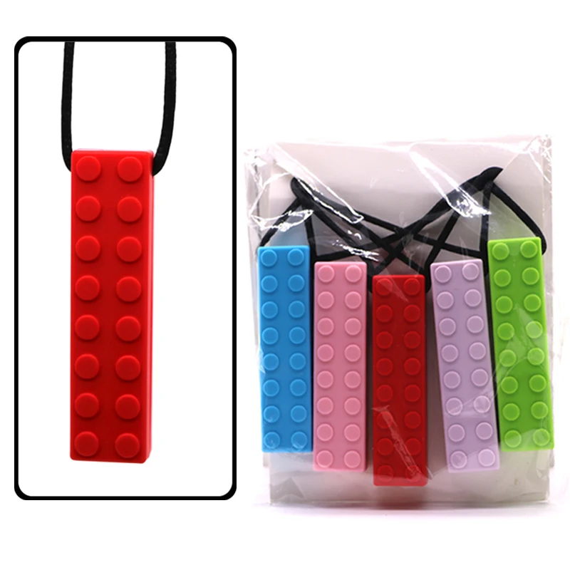 

5pcs/set Brick Stick Baby teething Pendant BPA Free Silicone Teether For DIY Pacifier Clip Soother Chain Toy Silicone Teether