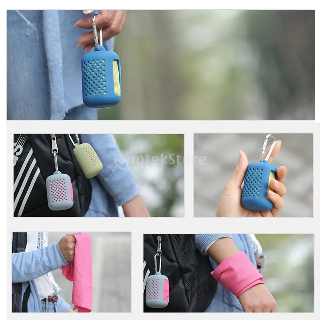 Camping Hiking Travel Microfiber Quick Dry Towel 400mm x 400mm with Mini Silicone Carry Case