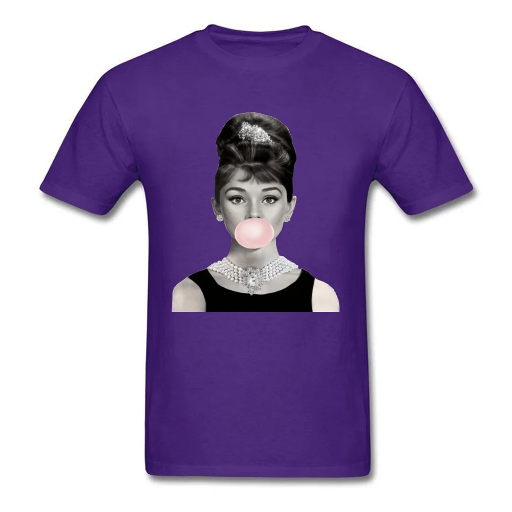 3D Printed Audrey-Hepburn-Pink-Bubble-Gum T Shirts for Men Newest Summer/Fall Crew Neck Pure Cotton Short Sleeve T Shirts Tees Audrey-Hepburn-Pink-Bubble-Gum purple