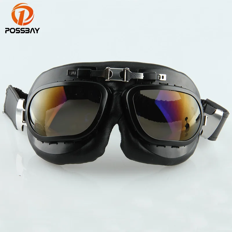 POSSBAY Universal Vintage Motorcycle Goggles Motorbike ...