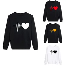 Женская Осенняя спортивная одежда с длинным рукавом и принтом сердца, пуловер, Повседневная блузка, топы, спортивные костюмы, женская одежда для девочек