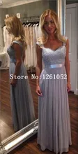 Light Grey Sweetheart Cap Sleeve Lace Bodice Chiffon Floor Length Bridesmaid Dress