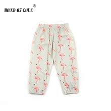 Штаны для маленьких мальчиков и девочек одежда с рисунком фламинго для детей, для новорожденных, Длинные Хлопковые Штаны для маленьких мальчиков и девочек